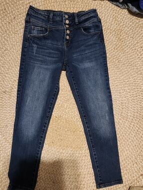 Aeropostale Dark Blue Skinny High-Rise Cropped  Jeans with Button Fly
